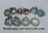 NGE33 30*35mm - 35*40mm freeform plated druzy agate earrings