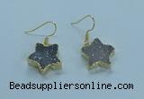 NGE345 14mm - 16mm star druzy agate earrings wholesale