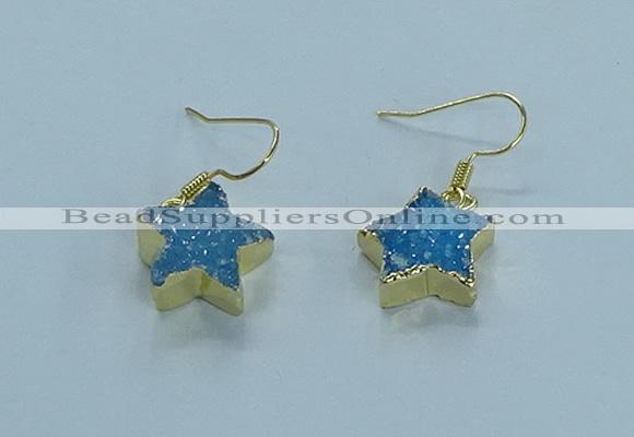 NGE349 14mm - 16mm star druzy agate earrings wholesale