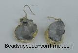 NGE35 20*25mm - 25*30mm freeform plated druzy agate earrings