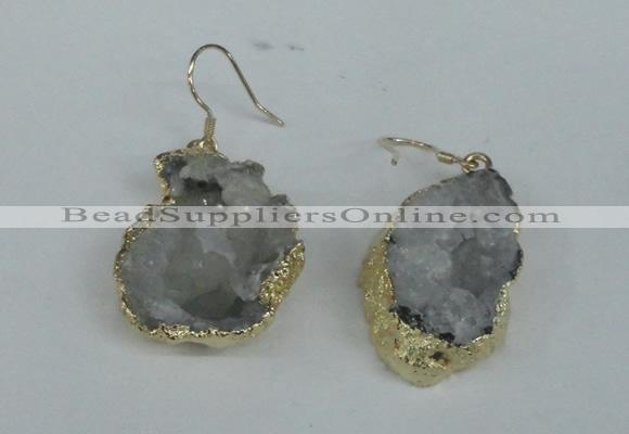 NGE35 20*25mm - 25*30mm freeform plated druzy agate earrings