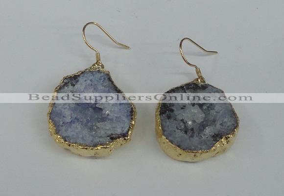 NGE36 20*25mm - 25*30mm freeform plated druzy agate earrings