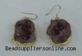 NGE37 20*25mm - 25*30mm freeform plated druzy agate earrings