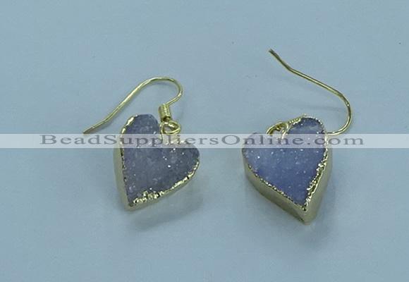 NGE370 13*13mm - 14*14mm heart druzy agate earrings wholesale