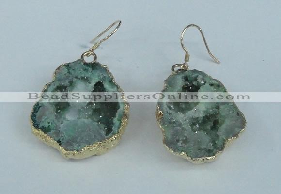 NGE38 20*25mm - 25*30mm freeform plated druzy agate earrings