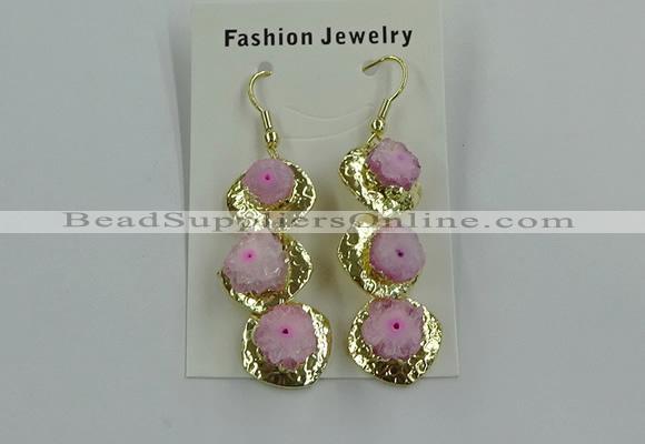 NGE394 10*32mm - 12*38mm druzy agate gemstone earrings