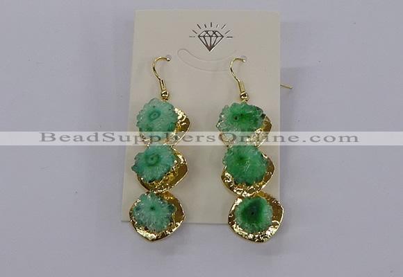 NGE396 10*32mm - 12*38mm druzy agate gemstone earrings