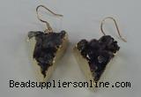 NGE41 18*22mm - 20*25mm triangle druzy amethyst earrings