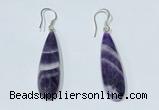 NGE410 10*35mm flat teardrop dogtooth amethyst earrings