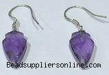 NGE422 9*15mm arrowhead-shaped amethyst earrings wholesale