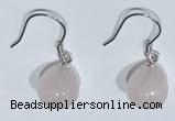 NGE428 10*10mm teardrop rose quartz earrings wholesale