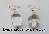 NGE43 12*20mm - 15*25mm faceted nuggets white crystal earrings