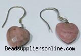 NGE430 10*10mm heart-shaped rhodonite earrings wholesale