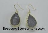 NGE46 15*20mm - 16*22mm teardrop druzy agate earrings