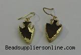 NGE5000 16*20mm - 18*25mm arrowhead smoky quartz earrings