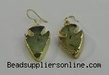 NGE5006 18*25mm - 20*30mm arrowhead green rutilated quartz earrings