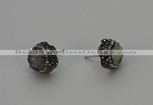 NGE5015 12mm freeform druzy agate gemstone earrings wholesale