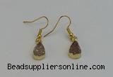 NGE5020 8*12mm teardrop druzy agate gemstone earrings wholesale