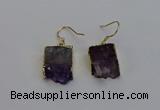 NGE5025 15*16mm - 15*20mm freeform druzy amethyst earrings