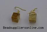 NGE5083 10*15mm cube citrine gemstone earrings wholesale