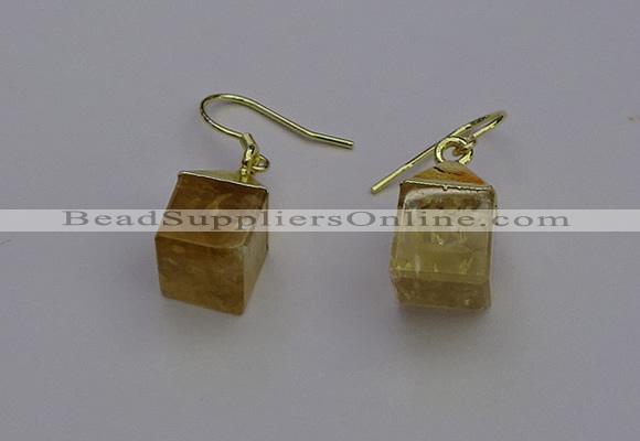 NGE5083 10*15mm cube citrine gemstone earrings wholesale