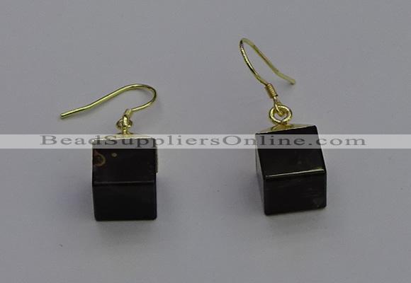 NGE5088 10*15mm cube smoky quartz gemstone earrings wholesale