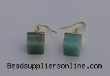 NGE5092 10*15mm cube amazonite gemstone earrings wholesale