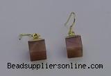 NGE5094 10*15mm cube moonstone gemstone earrings wholesale