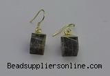 NGE5096 10*15mm cube labradorite gemstone earrings wholesale