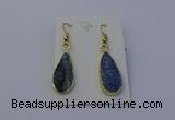 NGE5104 12*25mm flat teardrop blue kyanite earrings wholesale