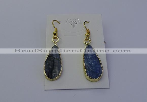 NGE5104 12*25mm flat teardrop blue kyanite earrings wholesale