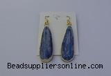 NGE5105 13*40mm flat teardrop blue kyanite earrings wholesale