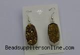 NGE5122 10*22mm - 12*25mm freeform plated druzy quartz earrings