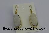 NGE5130 10*22mm - 12*25mm freeform plated druzy quartz earrings