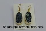 NGE5133 10*22mm - 12*25mm freeform plated druzy quartz earrings