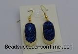 NGE5135 10*22mm - 12*25mm freeform plated druzy quartz earrings