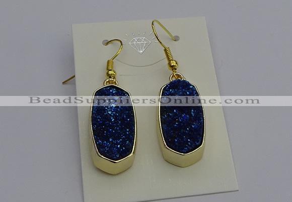 NGE5135 10*22mm - 12*25mm freeform plated druzy quartz earrings