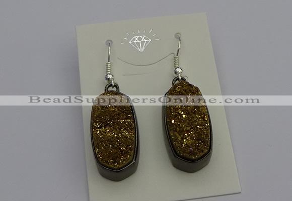 NGE5142 10*22mm - 12*25mm freeform plated druzy quartz earrings