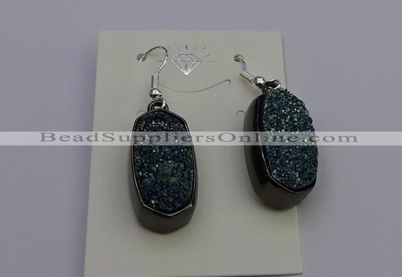 NGE5143 10*22mm - 12*25mm freeform plated druzy quartz earrings