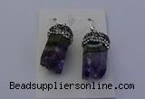 NGE5150 12*20mm - 10*25mm freeform amethyst earrings wholesale