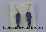 NGE5158 8*25mm flat teardrop blue kyanite earrings wholesale