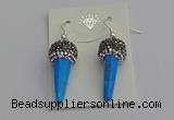 NGE5166 10*30mm faceted cone white howlite turquoise earrings