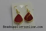 NGE5170 15*20mm flat teardrop mookaite gemstone earrings