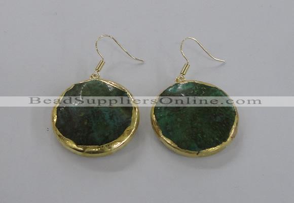 NGE59 30mm flat round agate gemstone earrings wholesale