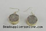 NGE70 18mm coin druzy agate gemstone earrings wholesale