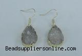 NGE73 13*18mm teardrop druzy agate gemstone earrings wholesale