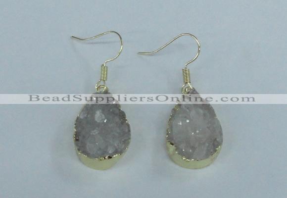 NGE73 13*18mm teardrop druzy agate gemstone earrings wholesale