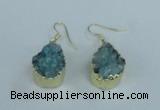 NGE74 13*18mm teardrop druzy agate gemstone earrings wholesale