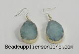 NGE77 20*30mm teardrop druzy agate gemstone earrings wholesale