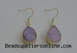 NGE81 13*18mm teardrop druzy agate gemstone earrings wholesale